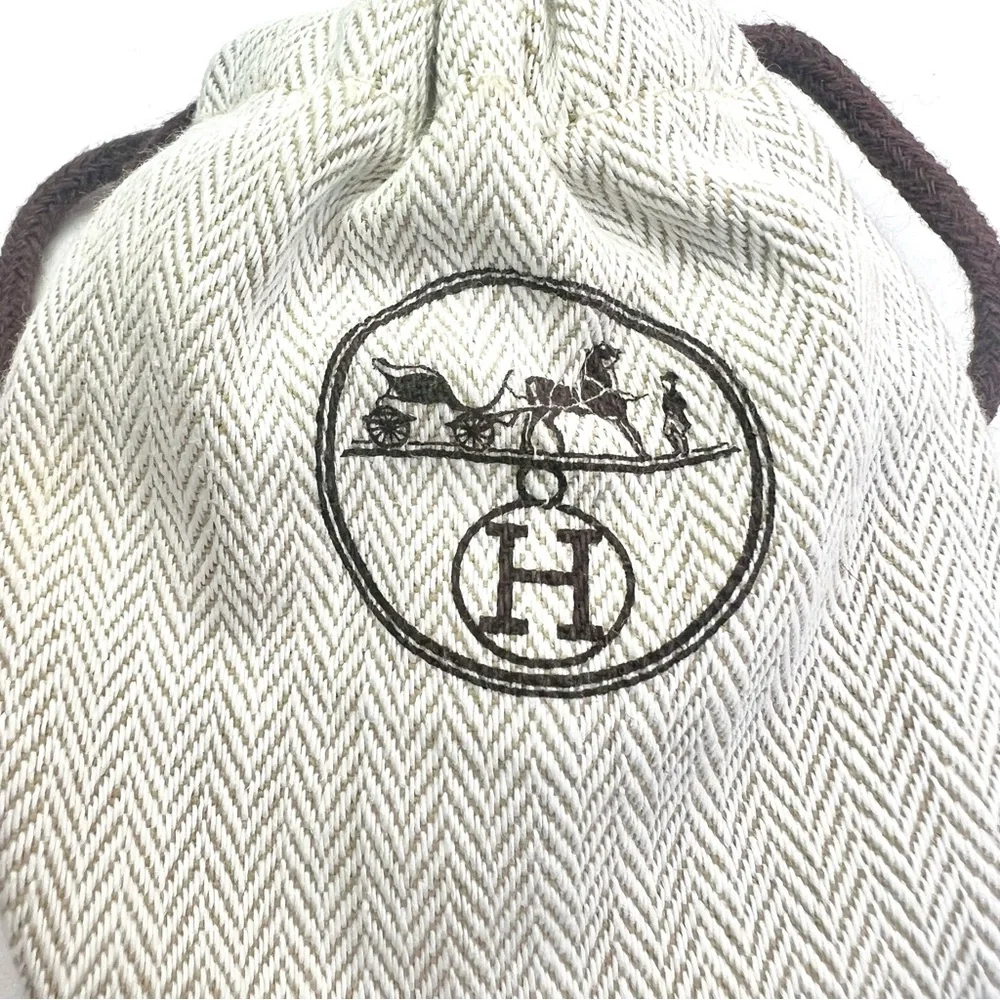 Hermes Cream and Brown Jewelry Pouch Dust Bag